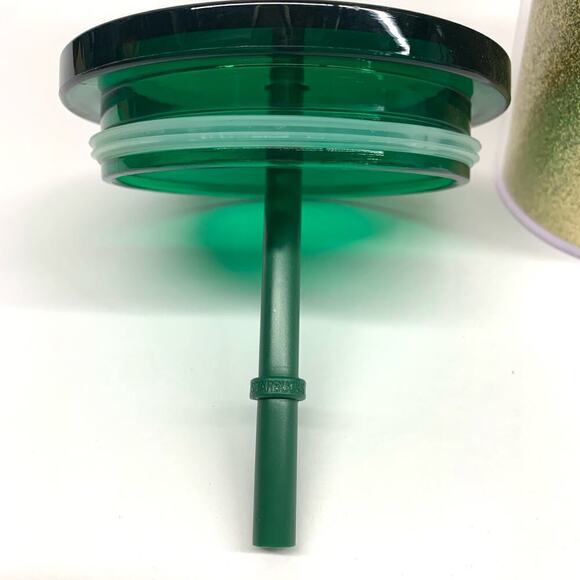 Starbucks 2021 16 oz. Tumbler Sparkling Gold With Green Lid & Straw Mermaid Logo - Picture 7 of 10